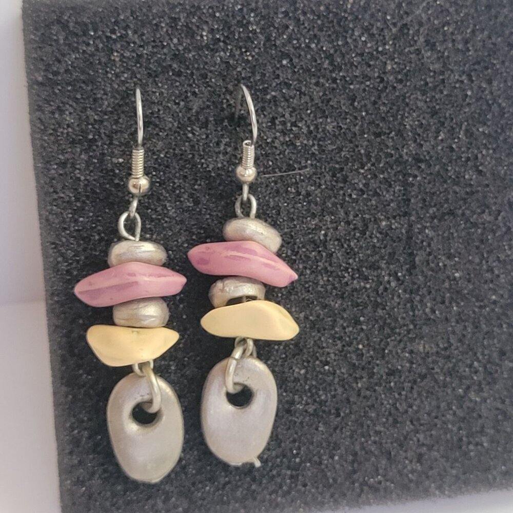 Boho Chic Mixed Bead Drop Earrings With Silver Hooks